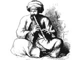 Flute player, traditionally to accompany mourning at a funeral